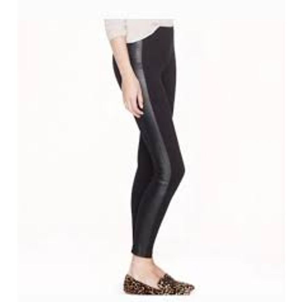 NEW J. Crew Pixie Ankle Pants Black Leather Tuxedo Stripe Skinny Women 00R